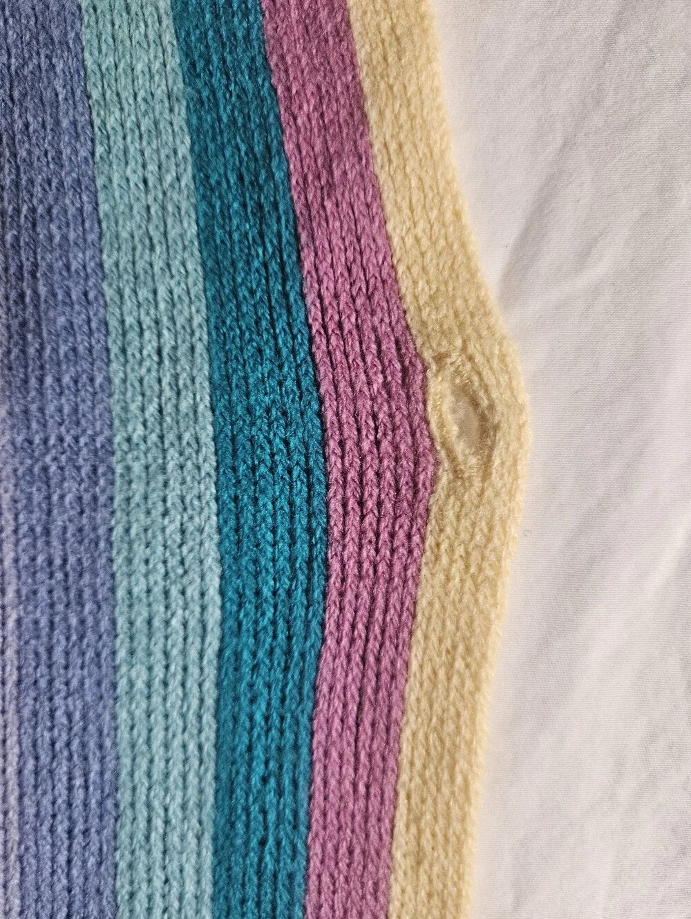 Y2K Pastel Rainbow Stripe Knit Scarf with Fringe Detail | SZ 52